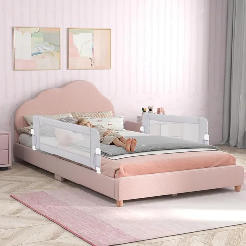 Vista 3 de BABY JOY - Barandillas de cama para niños pequeños, extralargas, protector de cama de seguridad abatible para cuna convertible, barandilla plegable