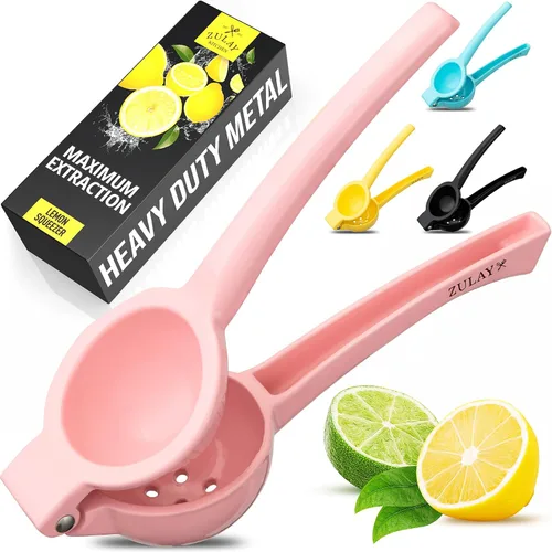 Vista 9 de Zulay Kitchen Exprimidor de limón de metal, exprimidor de limón de mano, exprimidor de cítricos fácil de usar, prensa manual para extraer la mayor