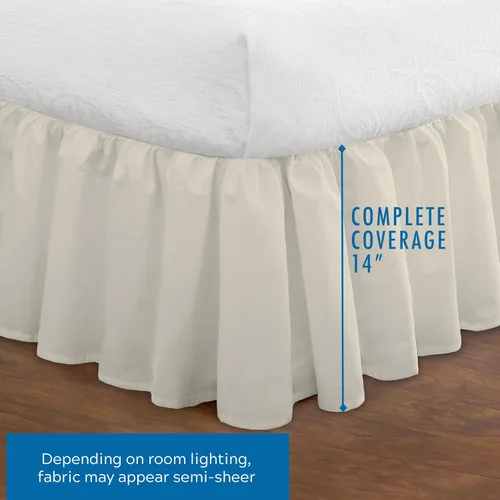 Vista 3 de Faldón plisado de popelina para cama tamaño California King, de Fresh Ideas Marfil