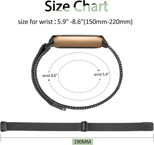 Vista 3 de Vanjua Correa de metal compatible con Fitbit Luxe, correa de repuesto ajustable de malla de acero inoxidable para Fitbit Luxe/Luxe edición especial