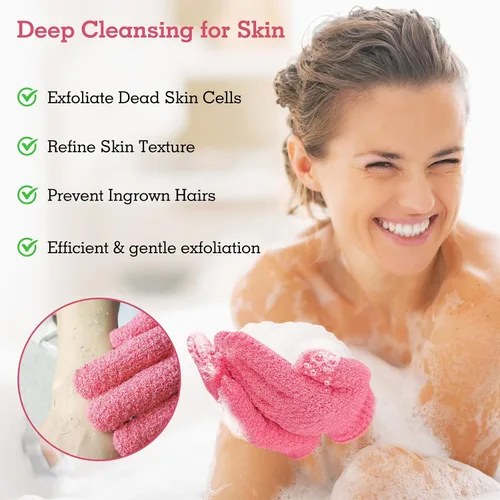 Vista 3 de Evridwear Guantes Exfoliantes para Ducha, 100% Nylon Gruesos Suaves Medianos Pesados Guantes de Baño Removedor de Piel Muerta Exfoliante Corporal