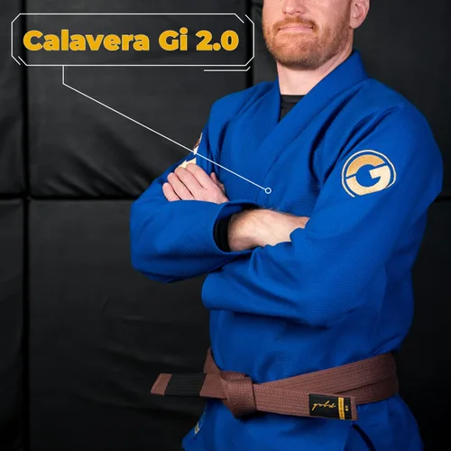 Vista 5 de Gold BJJ Calavera Jiu Jitsu Gi - Kimono de alta calidad con tejido dorado ultra fuerte, uniforme aprobado por la competencia IBJJF, Oro