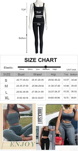 Vista 6 de AYWA Conjuntos de entrenamiento casuales de dos piezas para mujer camiseta sin mangas acanalada cintura alta leggings para uso activo