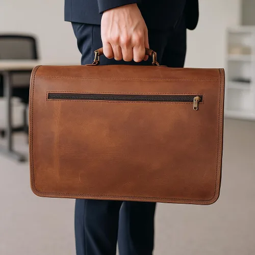 Vista 6 de Bolsa de mensajero de cuero para hombres y mujeres de 18 pulgadas, maletín grande vintage, bolso de hombro para laptop, bolsa bandolera unisex