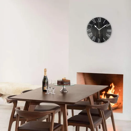 Vista 4 de Reloj de pared de madera rústica de 12 pulgadas, silencioso, sin tictac, funciona con pilas, para decoración del hogar, para sala de estar