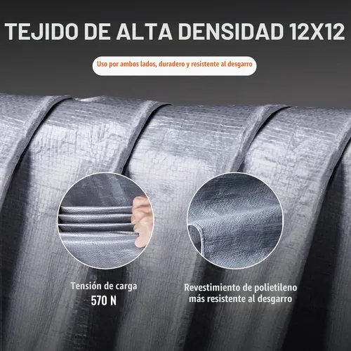 Vista 4 de VEVOR Lona impermeable de 16 x 20 pies, cubierta de lona de polietileno de plástico de 10 mil, lona multiusos resistente a desgarros, rayos UV