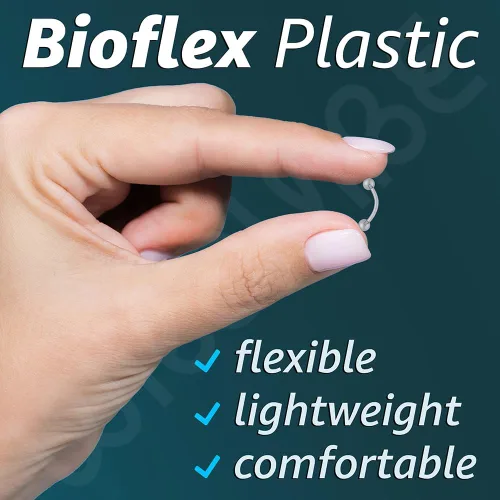 Vista 5 de Retenedores de piercing transparentes de 16g para cirugía - Plástico Bioflex transparente para cejas curvado - Pendientes de cartílago invisibles