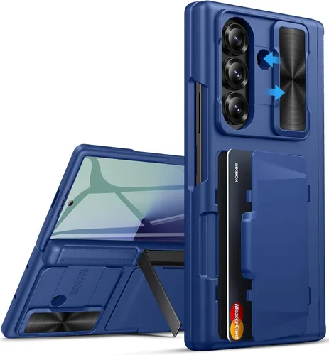 Vista 18 de Funda para Samsung Galaxy Z Fold 7 con Portarjetas, Integrado y Protector de Pantalla y Protección de Bisagra y Cubierta Deslizante para Cámara Negro