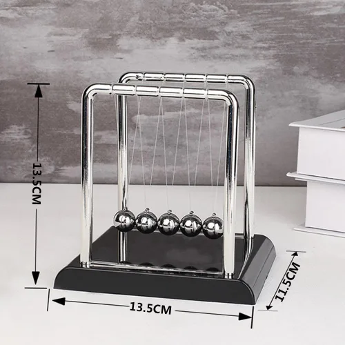 Vista 2 de Newtons - Bolas de equilibrio de cuna, bolas de péndulo de 5 bolas con base negra, péndulo de cuna de Newtons, decoración de escritorio para Negro 5