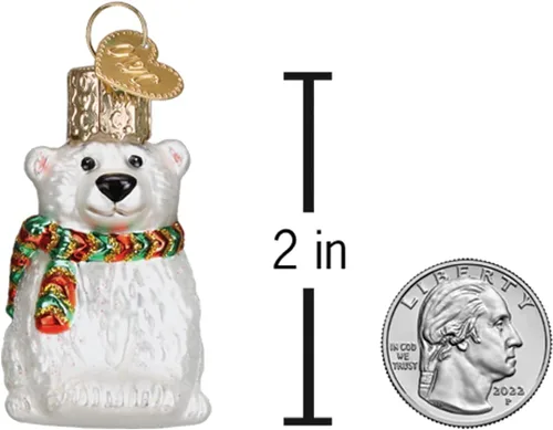Vista 5 de Old World Christmas Gumdrops - Mini oso polar soplado de cristal para árbol de Navidad