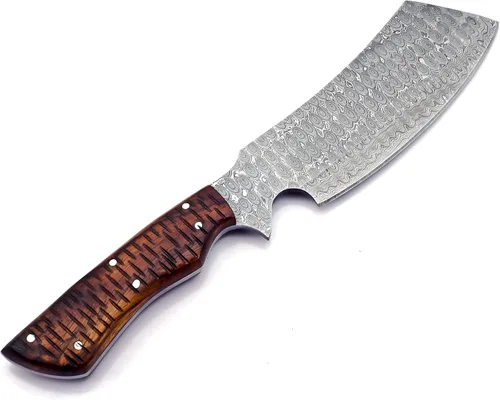 Vista 5 de CP-500 Cuchillo de acero de Damasco hecho a mano de 12.00 pulgadas de acero de Damasco - Hermoso mango de madera de rosa.