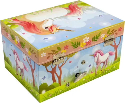 Vista 5 de Joyero musical mágico de recuerdo de unicornio con collar de corazón de unicornio