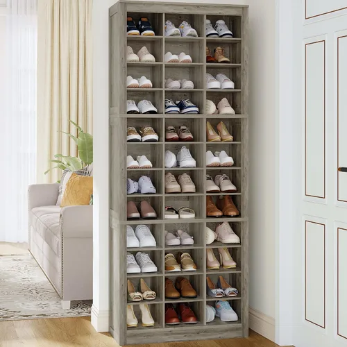 Vista 12 de Hzuaneri - Gabinete de almacenamiento de zapatos, organizador de armario de pie de 36 pares, organizador de zapatos de madera con celda ensanchada