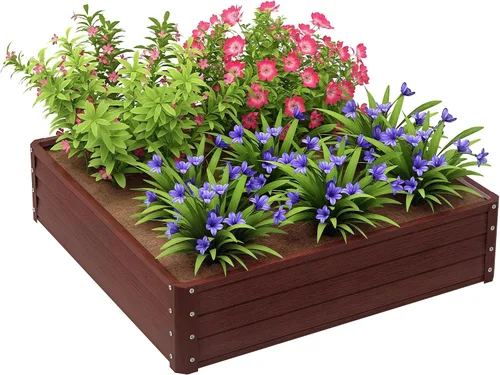 Vista 24 de Outsunny Kit de cama de jardín elevada galvanizada con barras de refuerzo, maceta de metal grande y alta para verduras, flores y hierbas, 6 x 3 x 2