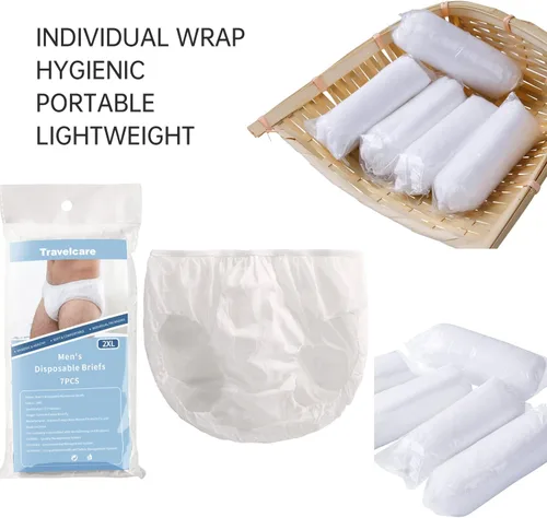 Vista 2 de Calzoncillos portátiles desechables de la ropa interior no tejida de los hombres para viajar Fitness Hotel Spa Hospital Stays, Blanco-35 piezas