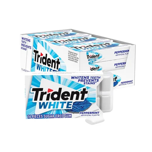 Vista 9 de Trident Goma de mascar blanca sin azúcar con xilitol, menta, 180 bolsas resellables a granel (paquete de 16)