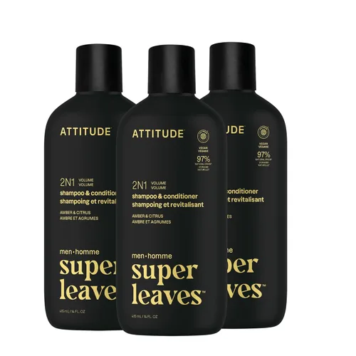 Vista 10 de ATTITUDE Champú y acondicionador 2 en 1 para hombres, voluminizador para cabello fino, con romero y proteína de arroz, 97% ingredientes de origen