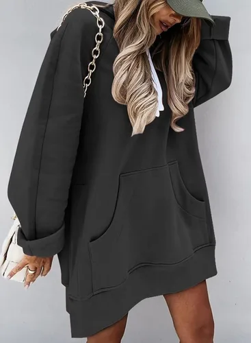 Vista 3 de Syellowafter Sudadera con capucha de gran tamaño para mujer, con bolsillo tipo canguro, para otoño, casual, ropa de descanso