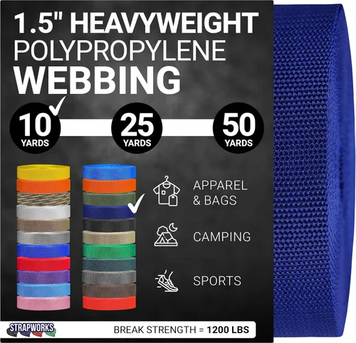 Vista 17 de Strapworks Heavyweight Polypropylene Webbing - Heavy Duty Poly Strapping for Outdoor DIY Gear Repair, 1.5 Inches