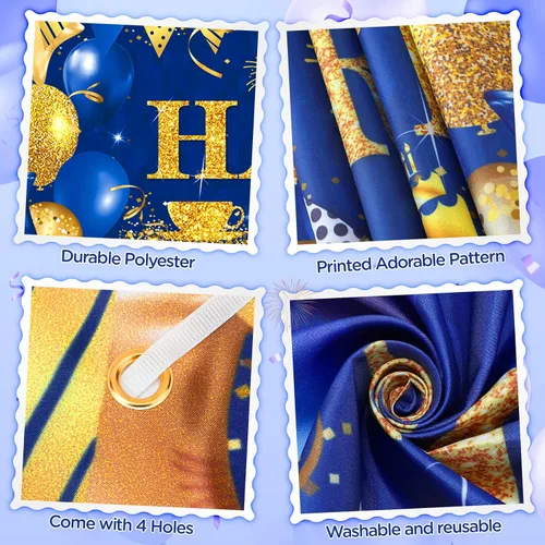 Vista 6 de Decoraciones de feliz jubilación: pancarta grande azul marino dorado con 18 globos para hombres y mujeres, fiestas, cabina de fotos, suministros