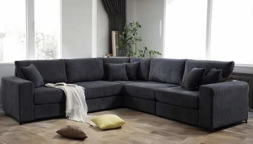 Vista 5 de Anwick Sofá modular en forma de L de 117 pulgadas, moderno sofá modular de pana con otomana movible de 5 asientos, sofás seccionales convertibles