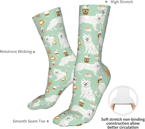 Vista 4 de chegna White Shepherd White German Shepherds Coffees - Calcetines atléticos de diseño de pastor blanco para correr, calcetines deportivos acolchados