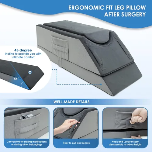 Vista 6 de Almohadas para elevar la pierna Kehangte después de la cirugía, almohada para elevar la pierna ajustable en 4 alturas, equipo de recuperación