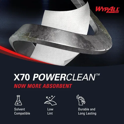 Vista 8 de WypAll PowerClean X70 - Toallitas de servicio mediano (41600), Jumbo, toallas de larga duración, color blanco