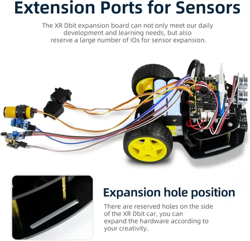 Vista 6 de Microbit - Kit de coche robot 2WD para Micro:bit V2 y V1.5 (no contenido), coche de codificación gráfica de código de imagen con sensor ultrasónico