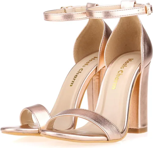 Vista 6 de Sandalias de bloque grueso con tiras para mujer, correa al tobillo, puntera abierta, tacón alto para vestido, boda, fiesta, noche, oficina, zapatos