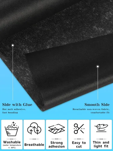 Vista 3 de Entretela Fusible Ligera Negra para Coser: 11.6" X 30yd Tela de Entretela para Coser, Entretela Termoadhesiva No Tejida de Un Solo Lado