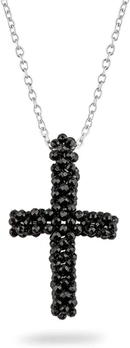 Vista 7 de Collar con colgante de ganchillo crucifijo, piedras preciosas de amatista natural, joyería hecha a mano, colgante de cristales cruzados, cadena