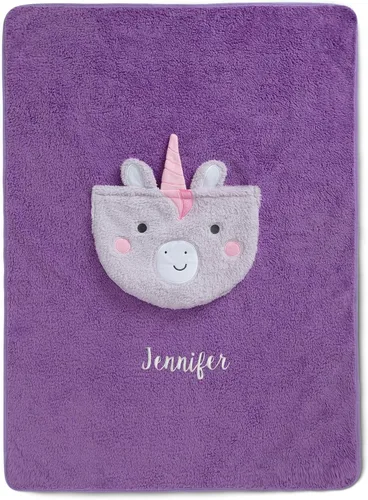 Vista 9 de Delta Children Manta Sherpa personalizada con bolsillo de almacenamiento para niños, búho verde