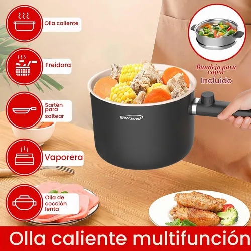 Vista 2 de Brentwood Cocina eléctrica multifunción para ollas calientes y vaporizador de alimentos con revestimiento de cerámica antiadherente de cerámica