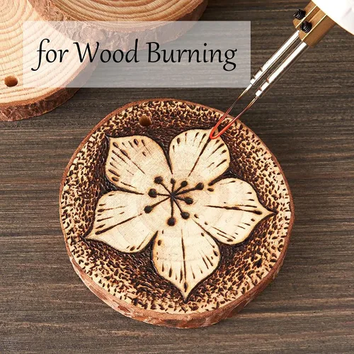Vista 5 de Rebanadas de madera natural sin terminar, 40 unidades de círculos de madera de 3.2 a 4 pulgadas para manualidades, adornos de Navidad, kit de madera