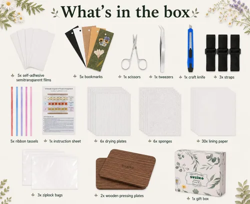 Vista 2 de Suziko Kit profesional de prensa de flores de 6 capas de 6.3 x 8.3 pulgadas, marrón, kit de prensado de flores para adultos y niños, gran regalo