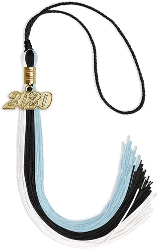 Vista 7 de Endea - Borla de graduación de triple color con gota de fecha dorada (negro/dorado/granate, 2020)