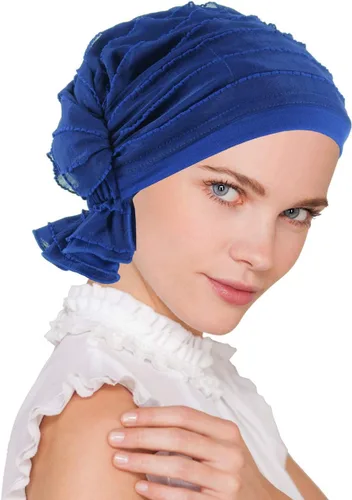 Vista 4 de Abbey bufanda tipo gorra de tela para quimioterapia, con fruncido, turbante suave, bandana para cáncer, para mujeres