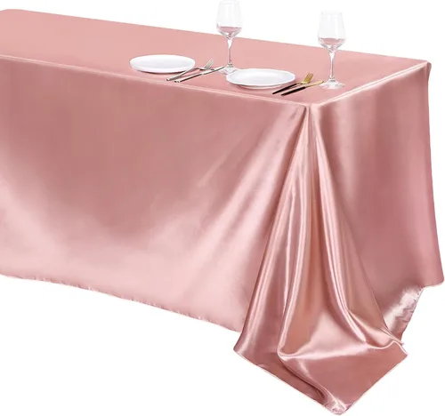 Vista 28 de TURSTIN Paquete de 4 manteles de satén negro de 102 x 58 pulgadas, mantel rectangular de seda brillante, tela suave, decoración de mesa para bodas