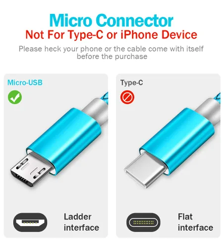 Vista 2 de Paquete de 2 cables micro USB de 3.5 pies para Samsung S7/S6, Note 5/4, Galaxy J7 J3, Tablet Tab 3 4 S2 A 10.1 9.7 8.0 7.0 S 10.5 E 9.6 Pro Kids
