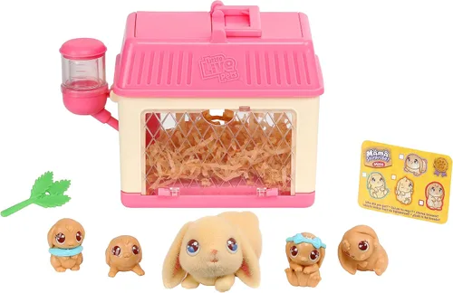 Vista 5 de Little Live Pets Paquete de juego de conejito bebé, colección de familia sorpresa de conejo mamá, regalos de Pascua desplegables interactivos