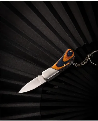 Vista 5 de Luvbestaken - 2 cuchillos de bolsillo pequeños, mini cuchillo para llavero, cuchillo de acero inoxidable EDC, cuchillo plegable con mango de madera