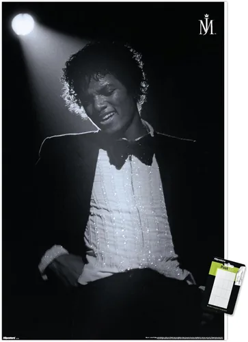 Vista 12 de Trends International Michael Jackson - Póster de pared Spotlight, 22.4 pulgadas de largo x 14.7 W, versión enmarcada en madera de granero Versión