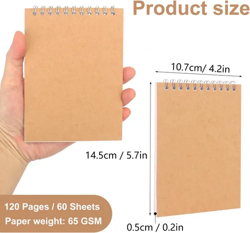 Vista 2 de Paquete de 25 cuadernos de bocetos A6, cuaderno de bocetos en espiral A6 de 5.7 x 4 pulgadas, diario de naturaleza y dibujo, duradero, portátil