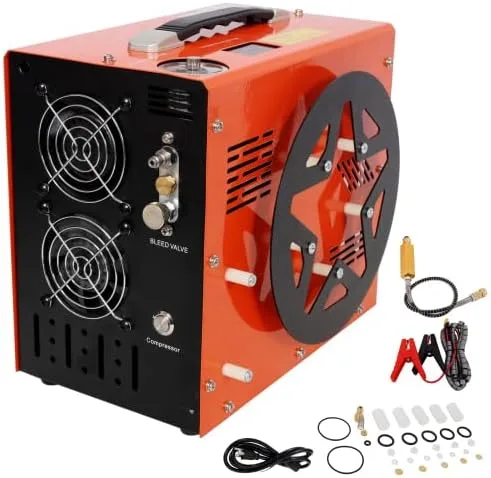 Vista 2 de Compresor de aire PCP, 4500 PSI/30 Mpa compresor portátil de pistola de aire PCP con convertidor de potencia integrado, parada automática