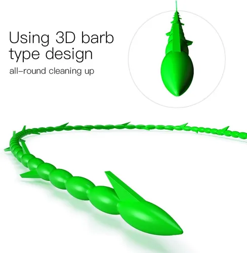 Vista 2 de 5 en 1 compatible con drenaje de pelo de serpiente con 5 paquetes de herramienta de limpieza para eliminar obstrucciones (verde)