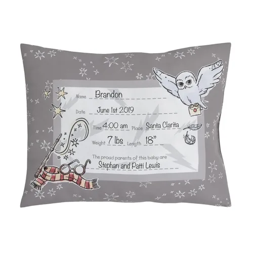 Vista 4 de Warner Brothers Harry Potter Magical Moments - Almohada decorativa de recuerdo gris y blanco
