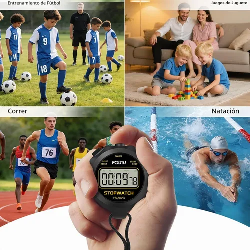 Vista 7 de Cronómetro deportivo digital simple, sin campanas, sin reloj, sin alarma, funcionamiento básico simple, silencioso, encendido/apagado, cronómetro