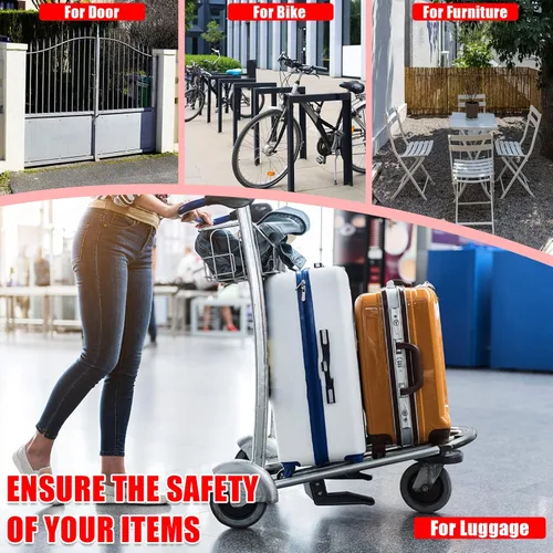 Vista 8 de Candados de cable de 4 pies/6 pies/10 pies/15 pies con combinación de cable de seguridad de 1/8 pulgadas con bucles para cerca, equipaje, gimnasio
