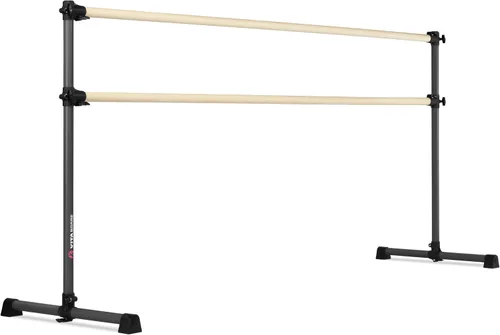 Vista 24 de Barra de ballet portátil independiente doble Vita Barre, Prodigy, de madera Altura ajustable, hecha en EE. UU., equipo de ejercicio para casa